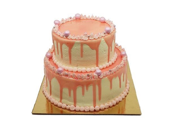 Dripcake roze 35 pers. 2 lagen